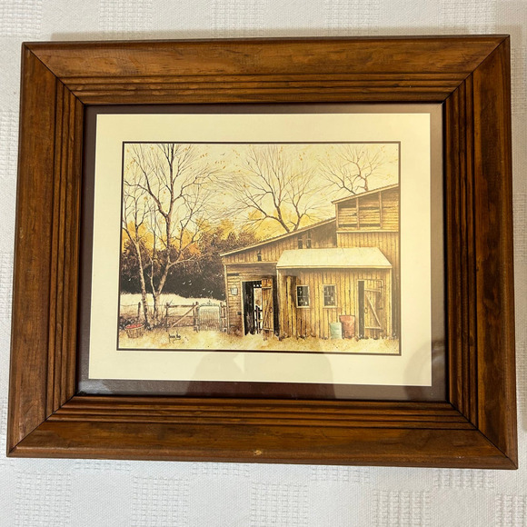 Vintage Robert Nidy Old Country Barn Framed Prints 12x14 Matching Pair - Picture 3 of 6